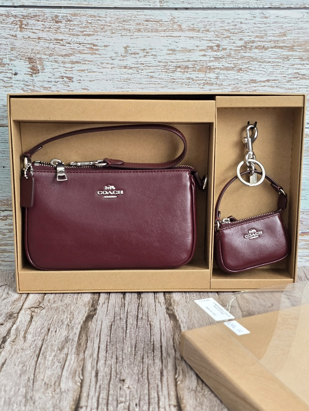*NWT* COACH Boxed Nolita 19 & Nolita Bag Charm Set In Dark Wine